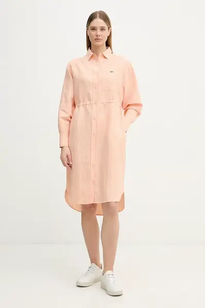 Lacoste košilové šaty se lnem