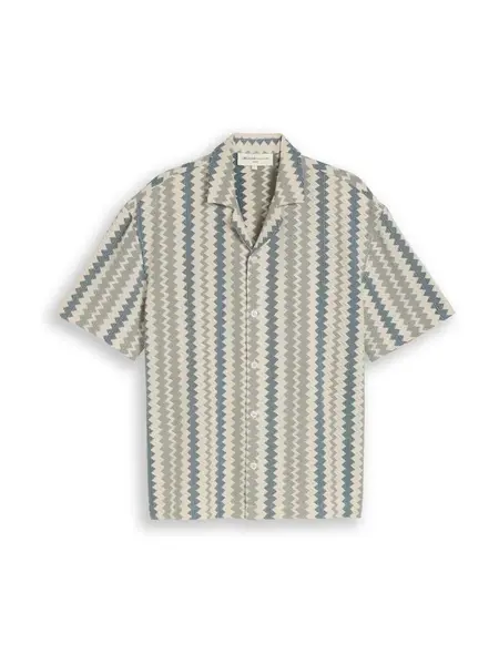 TOM TAILOR DENIM Košeľa  krémová / modrá / pastelovo zelená