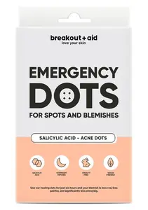 Breakout+aid Náplasti na akné s kyselinou salicylovou Emergency Dots 72 ks