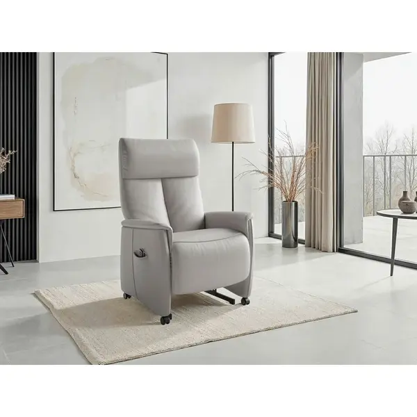 Sit & More RELAXAČNÍ KŘESLO, kůže, světle šedá