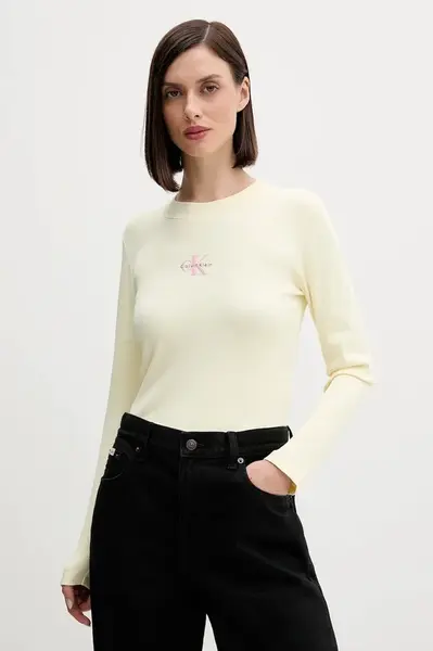 Calvin Klein Jeans tričko s dlhým rukávom dámske bavlnené s elastanom