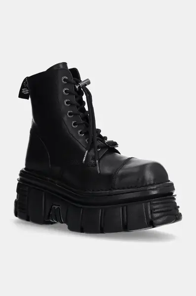 Kožené workery New Rock Nomada Negro + Tower Negro Lateral E-14