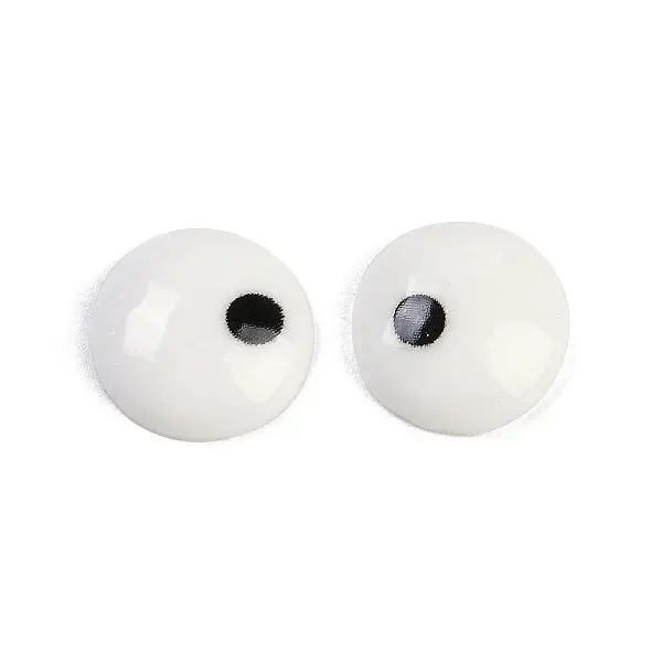 White and Black Flat Round Cartoon Resin Cabochons