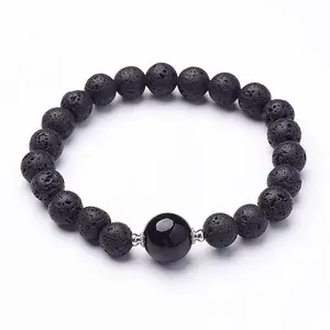 Natural Lava Rock Beaded Stretch Bracelets