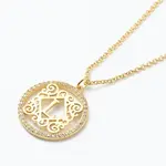 Brass Micro Pave Clear Cubic Zirconia Pendant Necklaces
