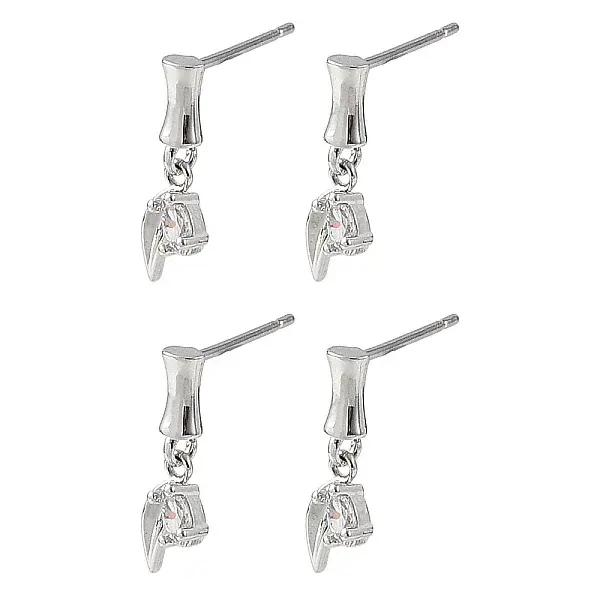 SHEGRACE Brass Micro Pave Cubic Zirconia Stud Earrings