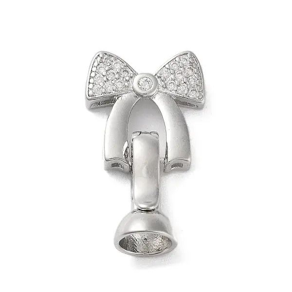 Rack Plating Brass Micro Pave Cubic Zirconia Ice Pick Pinch Bails