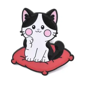 Cat Sitting in Cushion Enamel Brooches