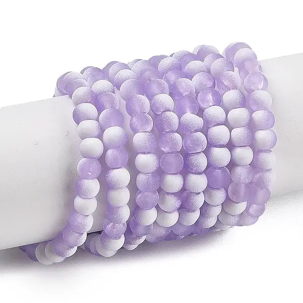 Frosted Crackle Glass Beads Strands