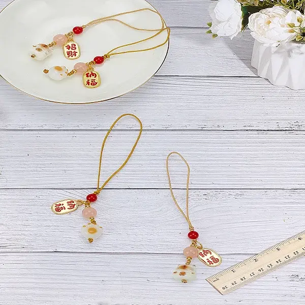 4Pcs 2 Styles Alloy Resin Mobile Accessories Decoration