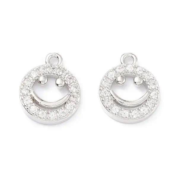 Rack Plating Brass Micro Pave Cubic Zirconia Charms