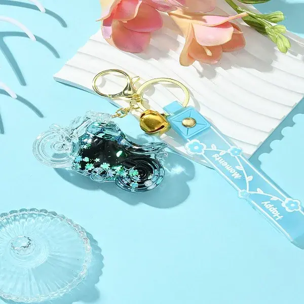 Motorbike Quicksand Acrylic Keychain
