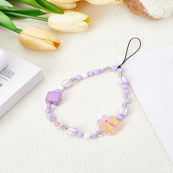 1Pc Acrylic Nylon Rope Phone Hand Strap Chains