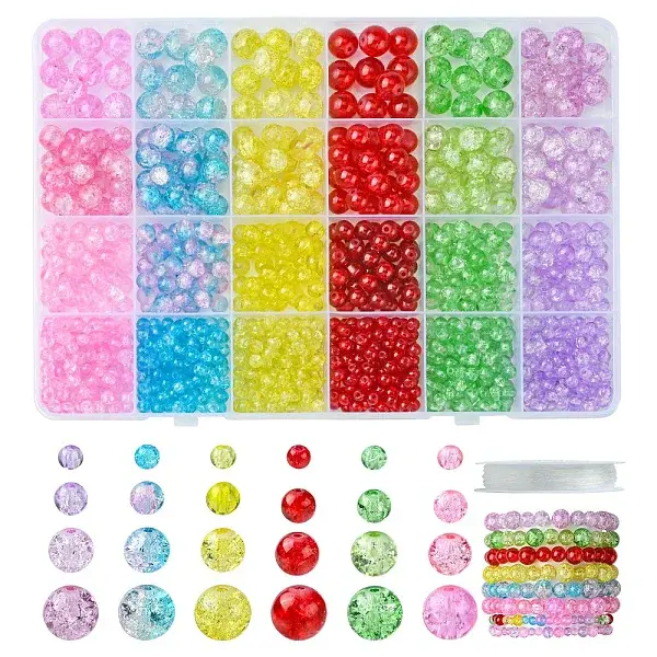DIY Round Crackle Glass Beads Bracelets Making Kits