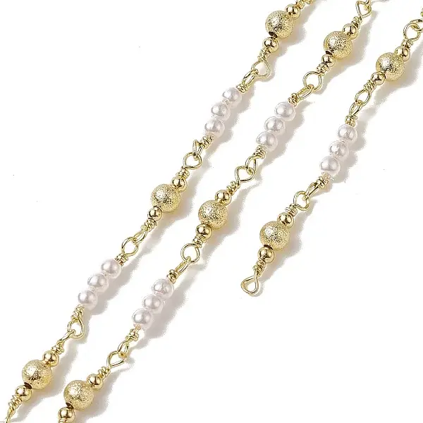 Rack Plating Brass Round Beaded Link Chains