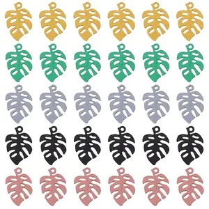 30Pcs 5 Colors Spray Painted Alloy Pendants