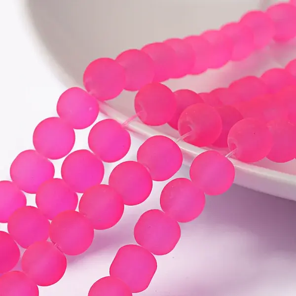 Baking Paint Transparent Glass Bead Strands