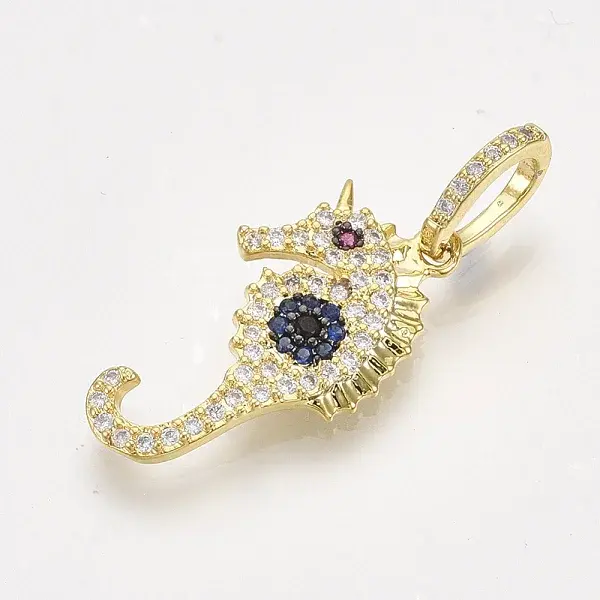 Brass Micro Pave Cubic Zirconia Pendants