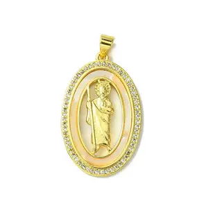 Golden Brass Micro Pave Cubic Zirconia Pendants