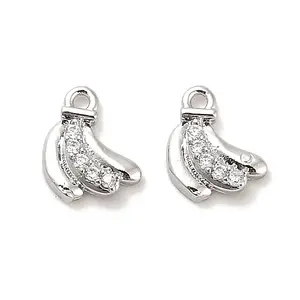 Brass Micro Pave Clear Cubic Zirconia Charms