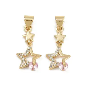 Brass Micro Pave Cubic Zirconia Pendants