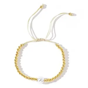 Shell & Brass Braided Bead Bracelets
