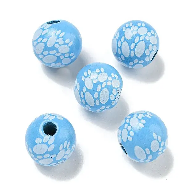 Printed Wood European Beads