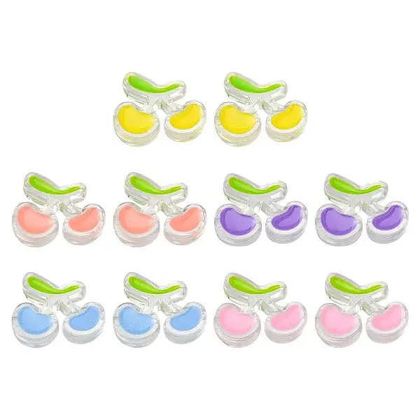 10Pcs 5 Colors Transparent Acrylic Enamel Beads