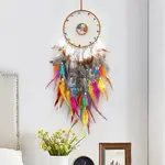 Natural Mixed Stone Chips & Woven Net/Web with Feather Hanging Ornaments