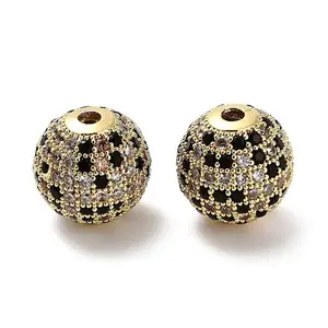 Brass Micro Pave Cubic Zirconia Beads
