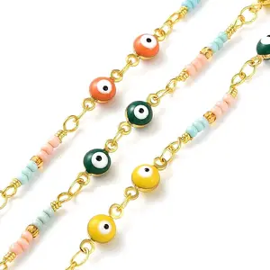 Evil Eyes Brass Ename Link Chains