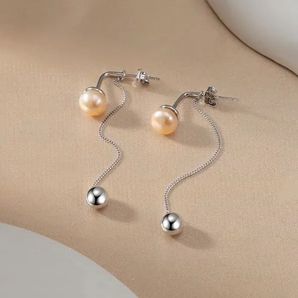 925 Sterling Silver Round Tassel Stud Earrings