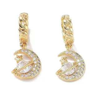 Golden Brass Dangle Hoop Earrings