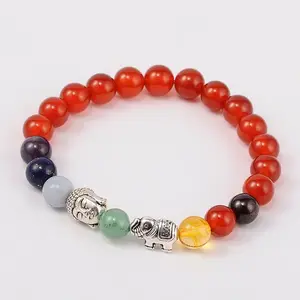 Stretch Buddhist Jewelry Multi-Color Gemstone Chakra Bracelets
