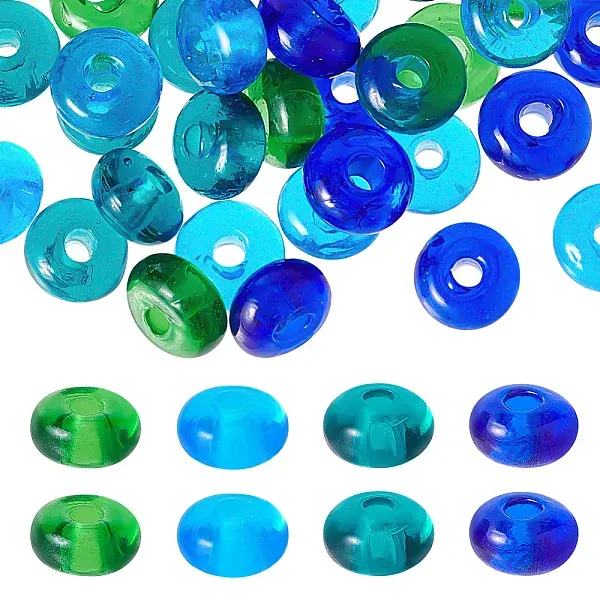 48Pcs 4 Colors Transparent Glass Beads