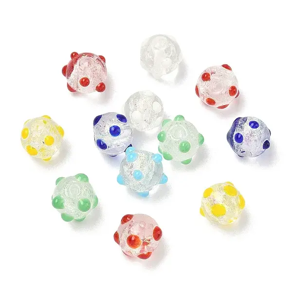 24Pcs 6 Colors Handmade Foil Lampwork Beads