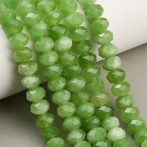 Faceted Dyed Natural White Jade Beads Strands