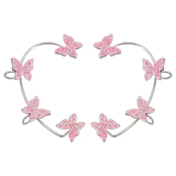 2Pcs 2 Styles Bling Butterfly Cuff Earrings