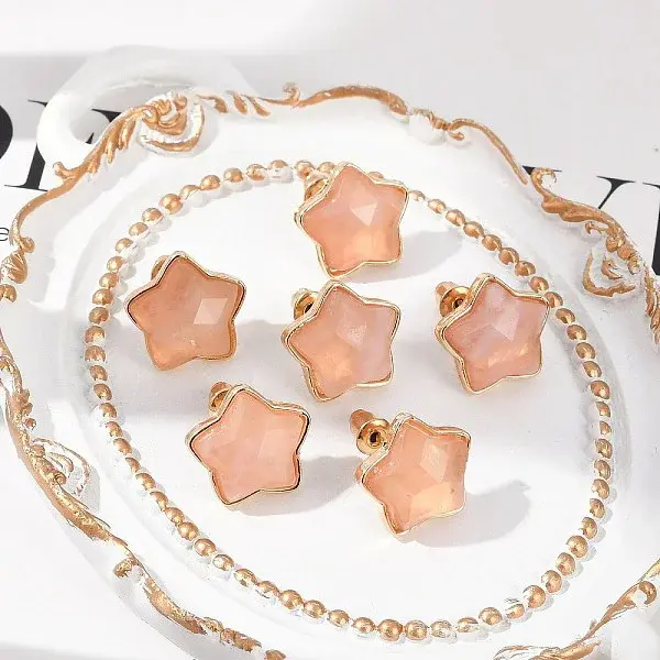 Natural Rose Quartz Stud Earrings