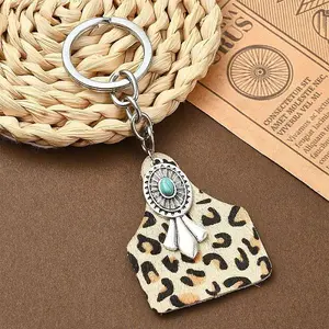Cowhide Leather & Alloy Keychain