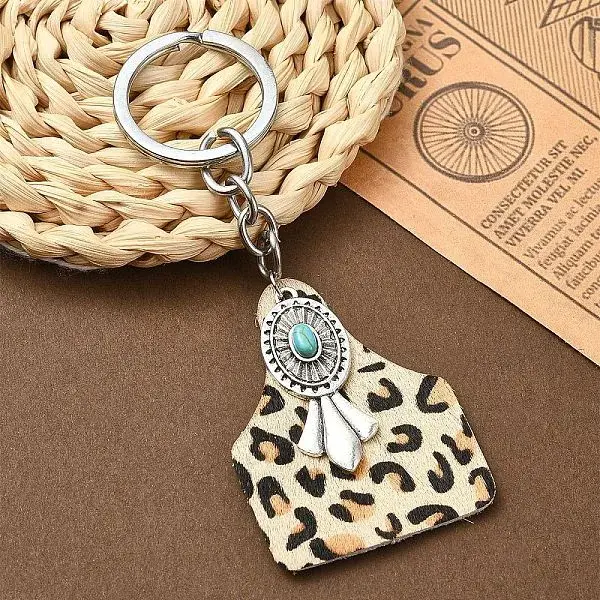 Cowhide Leather & Alloy Keychain