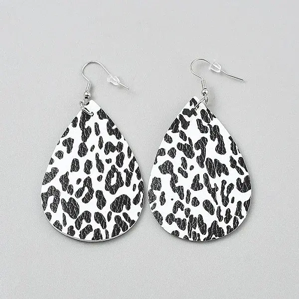 Artificial Leather Teardrop Dangle Earrings