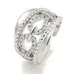 Rack Plating Brass Micro Pave Cubic Zirconia Chains Open Cuff Rings for Women