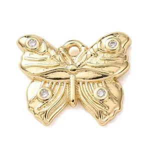 Brass Micro Pave Clear Cubic Zirconia Charms