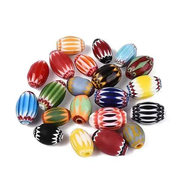 Handmade Millefiori Glass Barrel Beads