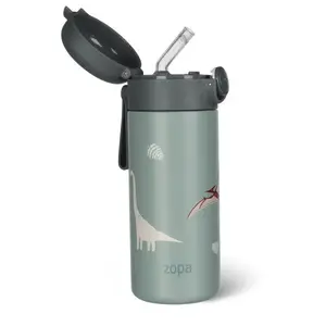 Termoska na tekutiny s brčkem a silikonovým držadlem 350 ml, Dino