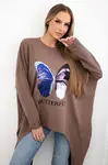 Halenka s potiskem oversize mocca