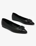 Resti Black women's pointed-toe ballerinas with Manixy nose embellishment