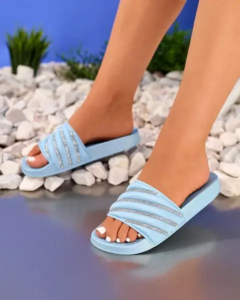 Resti Blue women's flip-flops with zircons Erikis - Footwear