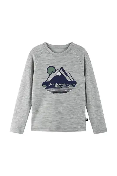 Dětské tričko s dlouhým rukávem Reima Viisas šedá barva, s potiskem, 5200012C